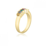 10K Yellow Gold Simple Mother's Ring - 5 Birthstone Family Ring MJF451-5