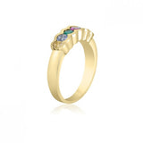 10K Yellow Gold Simple Mother's Ring - 6 Birthstone Family Ring MJF451-6