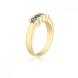 10K Yellow Gold Simple Mother's Ring - 4 Birthstone Family Ring MJF451-4