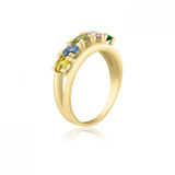 10K Yellow Gold Graceful Ring - 5 Birthstone Family Ring MJF453-14