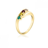 10K Yellow Gold Mother's Day Ring - 4 Birthstone Family Ring MJF454-02