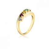 10K Yellow Gold Mother's Day Ring - 5 Birthstone Family Ring MJF454-03