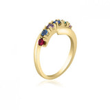 10K Yellow Gold Mother's Day Ring - 6 Birthstone Family Ring MJF454-04