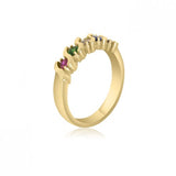 10K Yellow Gold Beautiful Ring - 5 Birthstone Family Ring MJF454-08