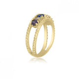 10K Yellow Gold Twisted Rope Ring - 6 Birthstone Family Ring MJF456-04