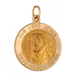 Our Lord Jesus - Have Mercy On Us 18.5mm 14K Yellow Gold Pendant 33208-2733