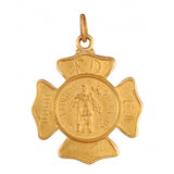 Saint Florian Fire Department Shield 18mm x 18mm 14K Yellow Gold Pendant Charm 33209-0333