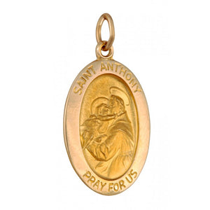 Saint Anthony Oval 21mm x 15mm 14K Yellow Gold Pendant Charm 33208-3833