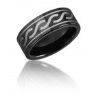 Black and Gray Tungsten Wedding Style Band with "S" Rope Design 66TUR-4482666