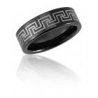 Black Tungsten Ring with Greek Key Pattern 66TUR-4482266