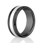 Black and White Ceramic Fashion or Wedding Band - Beveled Edge 66TUR-4482766