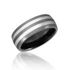 Black Ceramic and Tungsten Striped Wedding Band or Fashion Ring 66TUR-4485666