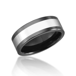 Tungsten Wedding or Fashion ring with Black Ceramic Edge 66TUR-4485866