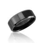 Beveled Edge Black Tungsten Wedding or Fashion Band - Comfort Fit 66TUR-4484666