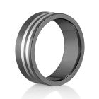 Comfort Fit Mirror Finish Tungsten and Ceramic Striped Wedding Band or Fashion Ring 66TUR-4485766